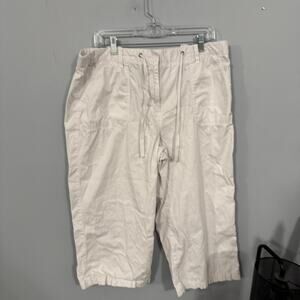 Vintage Covington White Capri Pants Women's Plus Size 16 Cotton & Spandex